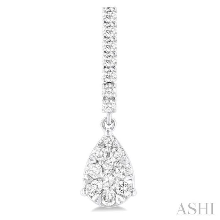 5/8 ctw Pear Drop Round Cut Diamond Earring in 14K White Gold 5/8 ctw Pear Drop Round Cut Diamond Earring in 14K White Gold