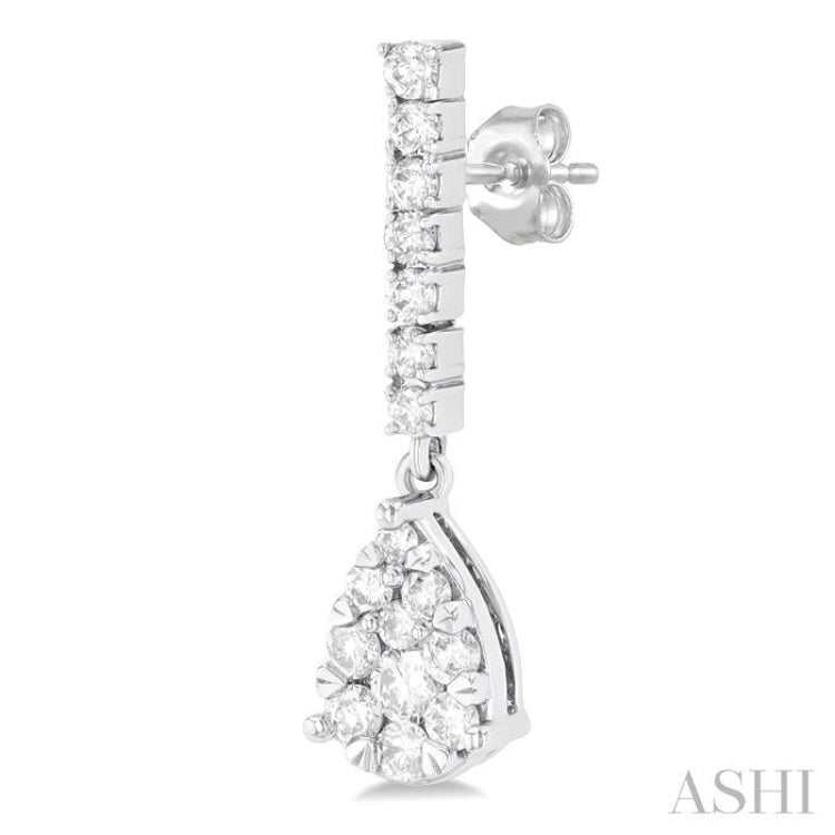 5/8 ctw Pear Drop Round Cut Diamond Earring in 14K White Gold 5/8 ctw Pear Drop Round Cut Diamond Earring in 14K White Gold