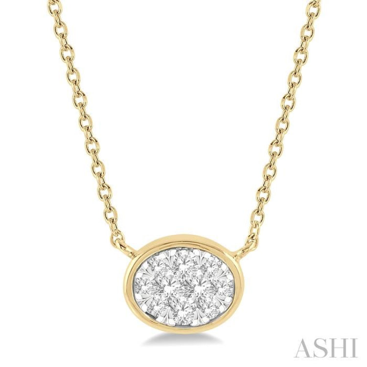 1/6 Ctw Oval Shape Lovebright Diamond Pendant With Chain in 14K Yellow and White Gold 1/6 Ctw Oval Shape Lovebright Diamond Pendant With Chain in 14K Yellow and White Gold