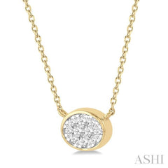 1/6 Ctw Oval Shape Lovebright Diamond Pendant With Chain in 14K Yellow and White Gold 1/6 Ctw Oval Shape Lovebright Diamond Pendant With Chain in 14K Yellow and White Gold