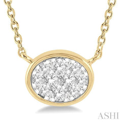 1/6 Ctw Oval Shape Lovebright Diamond Pendant With Chain in 14K Yellow and White Gold 1/6 Ctw Oval Shape Lovebright Diamond Pendant With Chain in 14K Yellow and White Gold