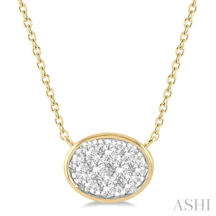 1/3 Ctw Oval Shape Lovebright Diamond Pendant With Chain in 14K Yellow and White Gold 1/3 Ctw Oval Shape Lovebright Diamond Pendant With Chain in 14K Yellow and White Gold