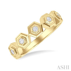 1/8 Ctw Hexagon Shape Link Round Cut Diamond Fashion Ring in 14K Yellow Gold 1/8 Ctw Hexagon Shape Link Round Cut Diamond Fashion Ring in 14K Yellow Gold