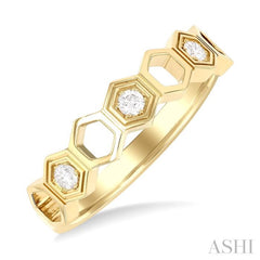 1/8 ctw Hexagon Shape Round Cut Diamond Fashion Ring in 14K Yellow Gold 1/8 ctw Hexagon Shape Round Cut Diamond Fashion Ring in 14K Yellow Gold