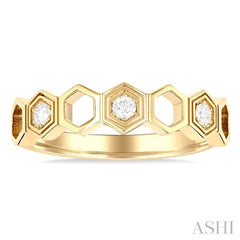 1/8 ctw Hexagon Shape Round Cut Diamond Fashion Ring in 14K Yellow Gold 1/8 ctw Hexagon Shape Round Cut Diamond Fashion Ring in 14K Yellow Gold