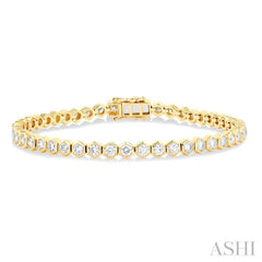 4 Ctw Hexagon Motif Bezel Set Round Cut Diamond Tennis Bracelet in 14K Yellow Gold 4 Ctw Hexagon Motif Bezel Set Round Cut Diamond Tennis Bracelet in 14K Yellow Gold
