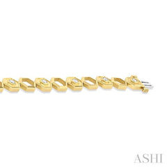 3/4 Ctw Double & Open Window Hexagon Round Cut Diamond Fashion Bracelet in 14K Yellow Gold 3/4 Ctw Double & Open Window Hexagon Round Cut Diamond Fashion Bracelet in 14K Yellow Gold
