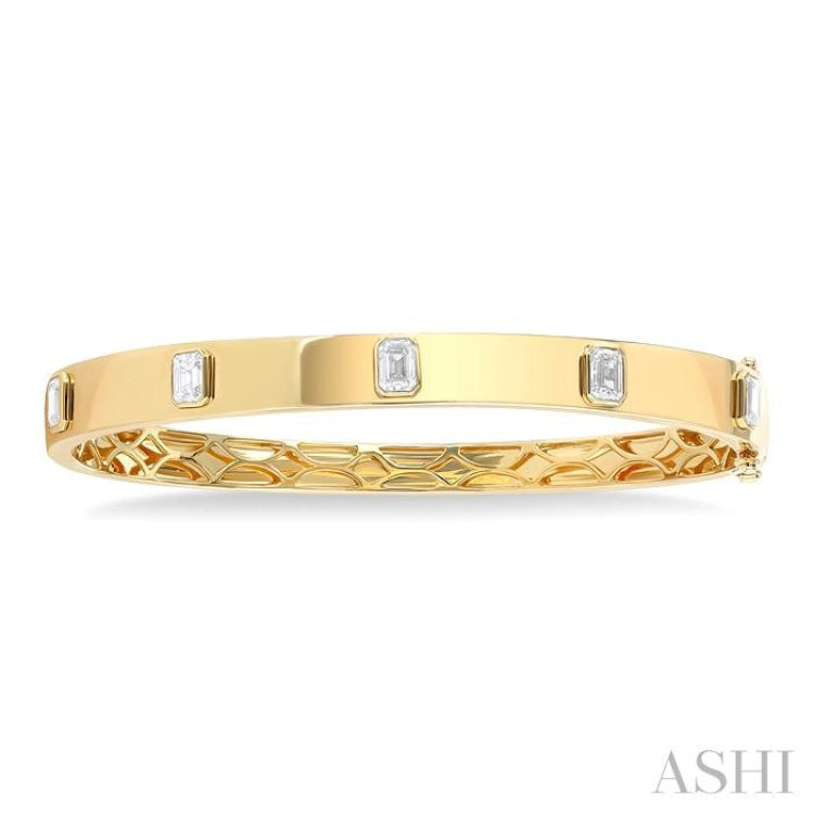 1 1/2 ctw Bezel Set Emerald Cut Diamond Bangle in 14K Yellow Gold 1 1/2 ctw Bezel Set Emerald Cut Diamond Bangle in 14K Yellow Gold