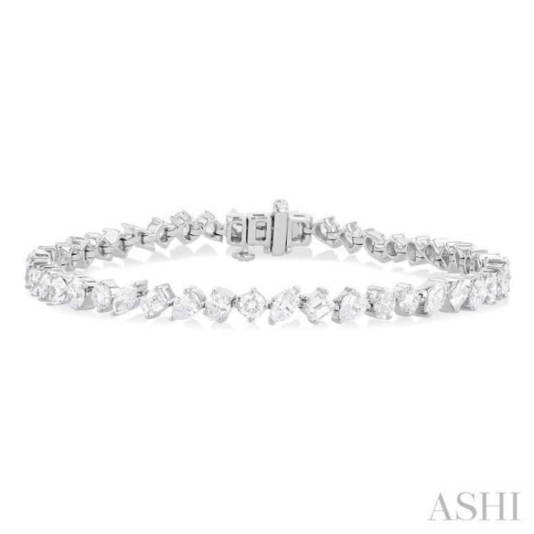 5 3/4 Ctw Mixed Shape Cut Diamond Fashion Bracelet in 14K White Gold 5 3/4 Ctw Mixed Shape Cut Diamond Fashion Bracelet in 14K White Gold