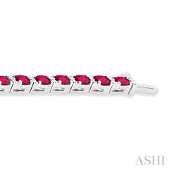 4X3 MM Oval Cut Ruby and 1/3 ctw Round Cut Diamond Precious Bracelet in 14K White Gold 4X3 MM Oval Cut Ruby and 1/3 ctw Round Cut Diamond Precious Bracelet in 14K White Gold