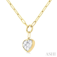 1/4 Ctw Lovebright Heart Shape Round Cut Diamond Paperclip Necklace in 14K Yellow & White Gold 1/4 Ctw Lovebright Heart Shape Round Cut Diamond Paperclip Necklace in 14K Yellow & White Gold