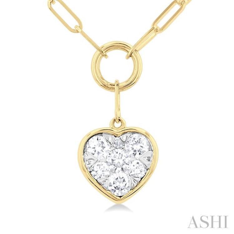1/4 Ctw Lovebright Heart Shape Round Cut Diamond Paperclip Necklace in 14K Yellow & White Gold 1/4 Ctw Lovebright Heart Shape Round Cut Diamond Paperclip Necklace in 14K Yellow & White Gold