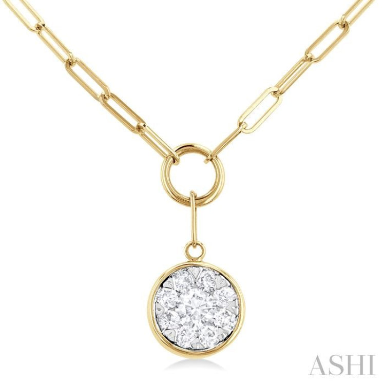 1/4 Ctw Lovebright Circular Shape Round Cut Diamond Paperclip Necklace in 14K Yellow & White Gold 1/4 Ctw Lovebright Circular Shape Round Cut Diamond Paperclip Necklace in 14K Yellow & White Gold