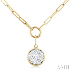 1/4 Ctw Lovebright Circular Shape Round Cut Diamond Paperclip Necklace in 14K Yellow & White Gold 1/4 Ctw Lovebright Circular Shape Round Cut Diamond Paperclip Necklace in 14K Yellow & White Gold