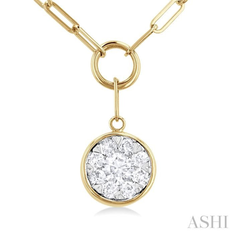 1/4 Ctw Lovebright Circular Shape Round Cut Diamond Paperclip Necklace in 14K Yellow & White Gold 1/4 Ctw Lovebright Circular Shape Round Cut Diamond Paperclip Necklace in 14K Yellow & White Gold