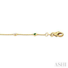 1.8 MM Emerald and 1/10 Ctw Bezel Set Round Cut Diamond Precious Gemstone Station Bracelet in 14K Yellow Gold 1.8 MM Emerald and 1/10 Ctw Bezel Set Round Cut Diamond Precious Gemstone Station Bracelet in 14K Yellow Gold
