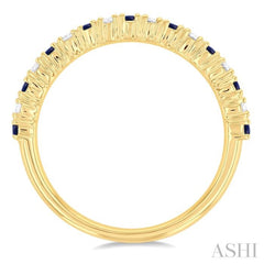 1.80 MM Round Shape Sapphire and 1/4 Ctw Round Cut Diamond Precious Stack Band in 10K Yellow Gold 1.80 MM Round Shape Sapphire and 1/4 Ctw Round Cut Diamond Precious Stack Band in 10K Yellow Gold