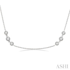 2 Ctw Three Stone Bezel Set Round Cut Diamond Station Necklace in 14K White Gold 2 Ctw Three Stone Bezel Set Round Cut Diamond Station Necklace in 14K White Gold