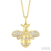 1/6 Ctw Petite Bumble Bee Round Cut Diamond Fashion Pendant With Chain in 10K Yellow Gold