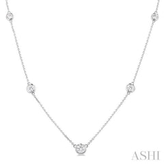 1 Ctw Bezel Set Round Cut Diamond Station Necklace in 14K White Gold 1 Ctw Bezel Set Round Cut Diamond Station Necklace in 14K White Gold