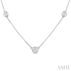 1 Ctw Bezel Set Round Cut Diamond Station Necklace in 14K White Gold 1 Ctw Bezel Set Round Cut Diamond Station Necklace in 14K White Gold