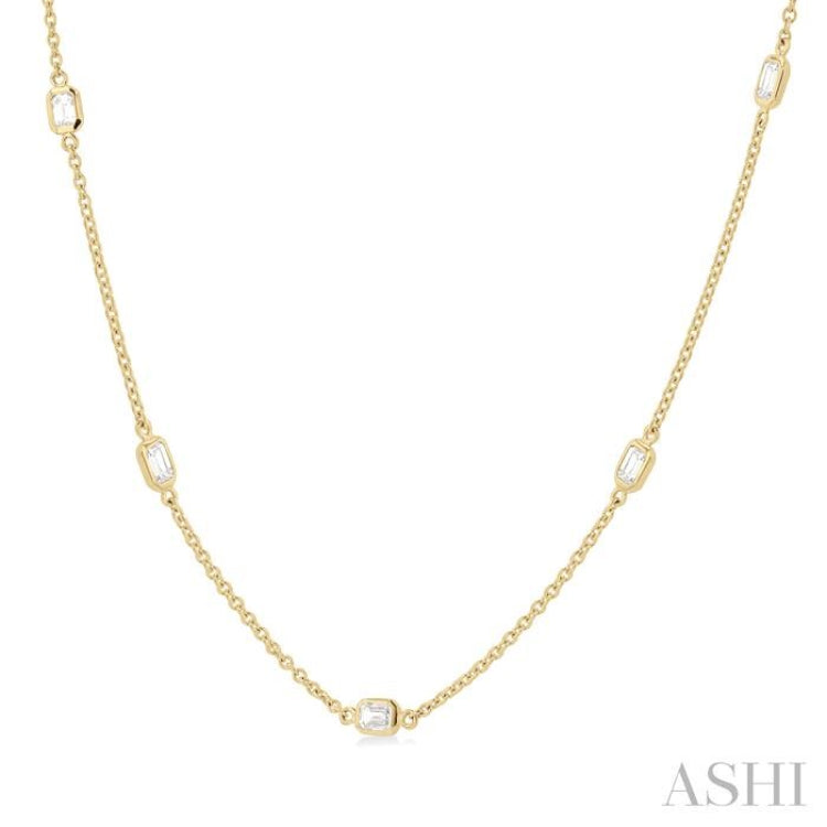 1 Ctw Emerald Cut Diamond Fashion Necklace in 14K Yellow Gold 1 Ctw Emerald Cut Diamond Fashion Necklace in 14K Yellow Gold