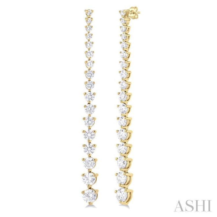 3 ctw Round Cut Diamond Riviera Drop Earring in 14K Yellow Gold 3 ctw Round Cut Diamond Riviera Drop Earring in 14K Yellow Gold