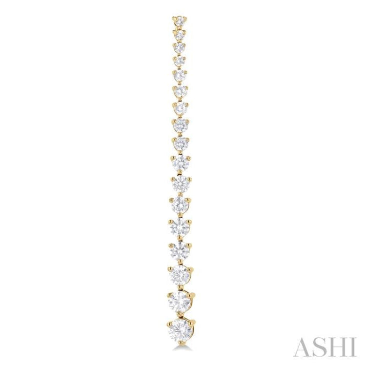 3 ctw Round Cut Diamond Riviera Drop Earring in 14K Yellow Gold 3 ctw Round Cut Diamond Riviera Drop Earring in 14K Yellow Gold