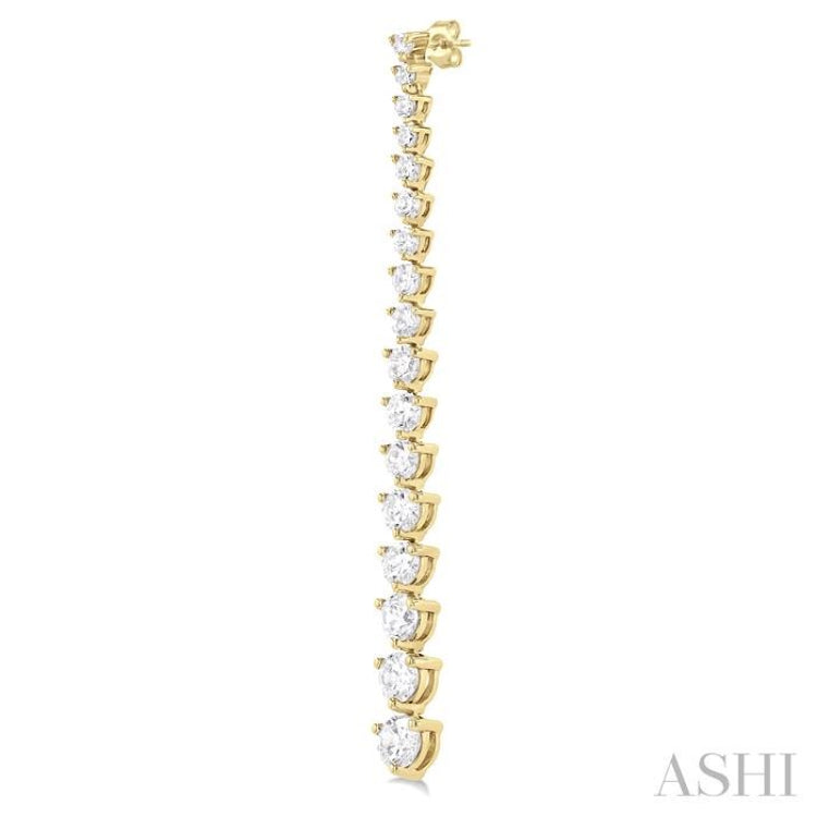 3 ctw Round Cut Diamond Riviera Drop Earring in 14K Yellow Gold 3 ctw Round Cut Diamond Riviera Drop Earring in 14K Yellow Gold