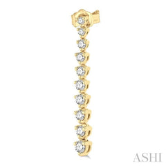 1/2 ctw Round Cut Diamond Riviera Drop Earring in 14K Yellow Gold 1/2 ctw Round Cut Diamond Riviera Drop Earring in 14K Yellow Gold