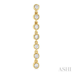 1/4 ctw Bezel Set Round Cut Diamond Long Tennis Earring in 14K Yellow Gold 1/4 ctw Bezel Set Round Cut Diamond Long Tennis Earring in 14K Yellow Gold