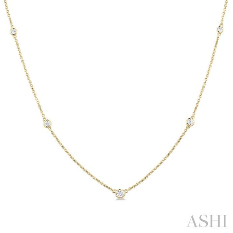 1/4 Ctw Bezel Set Round Cut Diamond Station Necklace in 14K Yellow Gold 1/4 Ctw Bezel Set Round Cut Diamond Station Necklace in 14K Yellow Gold