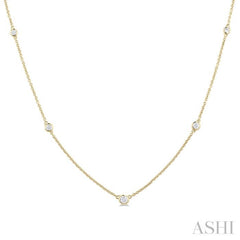 1/4 Ctw Bezel Set Round Cut Diamond Station Necklace in 14K Yellow Gold 1/4 Ctw Bezel Set Round Cut Diamond Station Necklace in 14K Yellow Gold