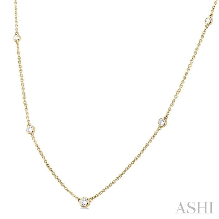 1/4 Ctw Bezel Set Round Cut Diamond Station Necklace in 14K Yellow Gold 1/4 Ctw Bezel Set Round Cut Diamond Station Necklace in 14K Yellow Gold