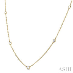1/4 Ctw Bezel Set Round Cut Diamond Station Necklace in 14K Yellow Gold 1/4 Ctw Bezel Set Round Cut Diamond Station Necklace in 14K Yellow Gold