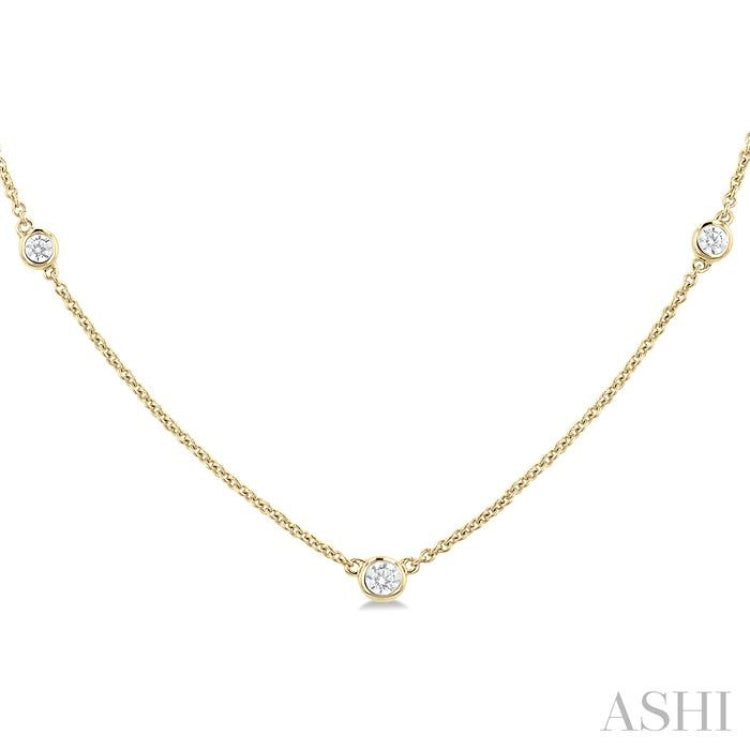 1/4 Ctw Bezel Set Round Cut Diamond Station Necklace in 14K Yellow Gold 1/4 Ctw Bezel Set Round Cut Diamond Station Necklace in 14K Yellow Gold