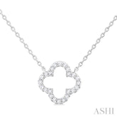 1/8 Ctw Petite Clover Round Cut Diamond Fashion Pendant With Chain in 10K White Gold