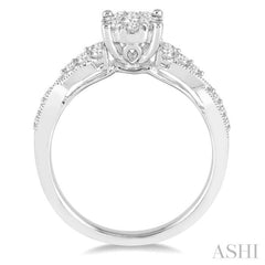 1/2 Ctw Round Cut Diamond Lovebright Engagement Ring in 14K White Gold 1/2 Ctw Round Cut Diamond Lovebright Engagement Ring in 14K White Gold