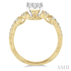 1/2 Ctw Round Cut Diamond Lovebright Engagement Ring in 14K Yellow & White Gold 1/2 Ctw Round Cut Diamond Lovebright Engagement Ring in 14K Yellow & White Gold
