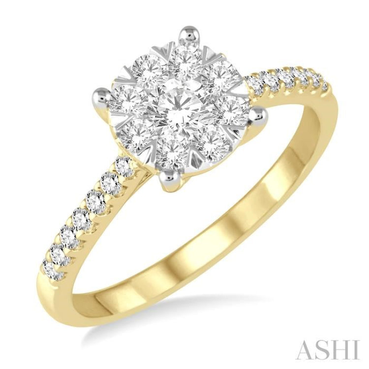 3/4 Ctw Round Cut Lovebright Diamond Ring in 14K Yellow and White Gold 3/4 Ctw Round Cut Lovebright Diamond Ring in 14K Yellow and White Gold