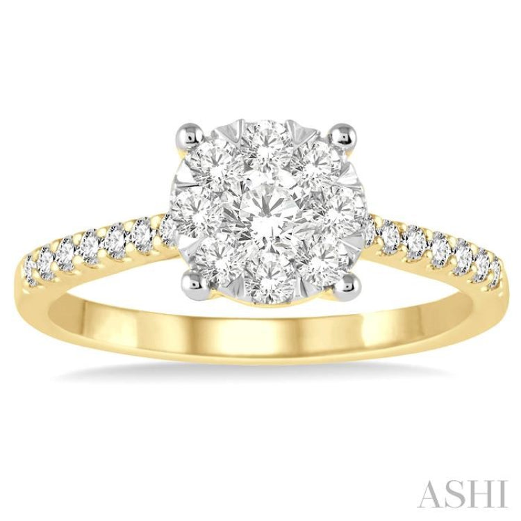 3/4 Ctw Round Cut Lovebright Diamond Ring in 14K Yellow and White Gold 3/4 Ctw Round Cut Lovebright Diamond Ring in 14K Yellow and White Gold