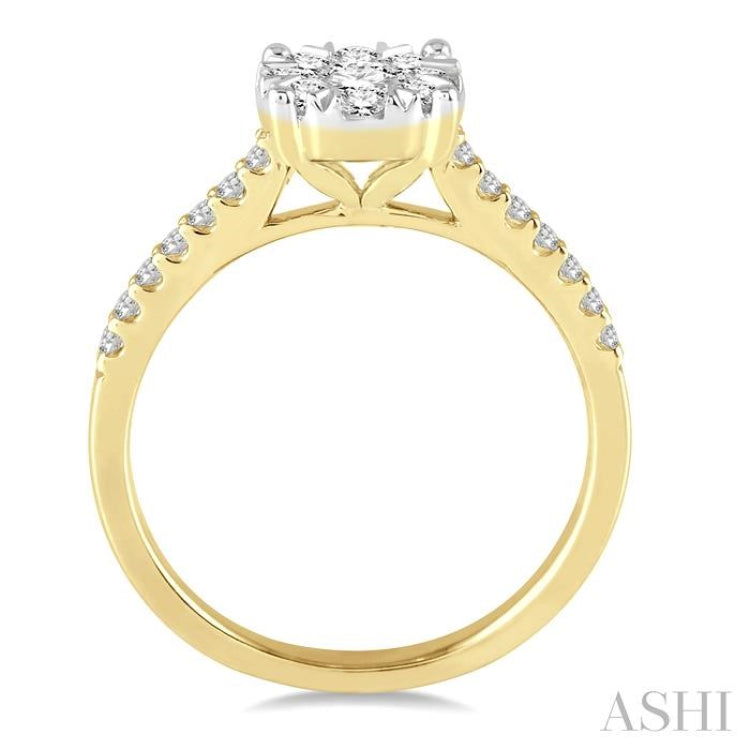 3/4 Ctw Round Cut Lovebright Diamond Ring in 14K Yellow and White Gold 3/4 Ctw Round Cut Lovebright Diamond Ring in 14K Yellow and White Gold