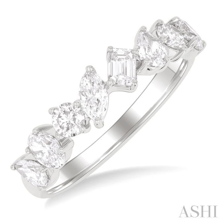 1 1/10 Ctw Mixed Shape Diamond Fashion Band in 14K White Gold 1 1/10 Ctw Mixed Shape Diamond Fashion Band in 14K White Gold