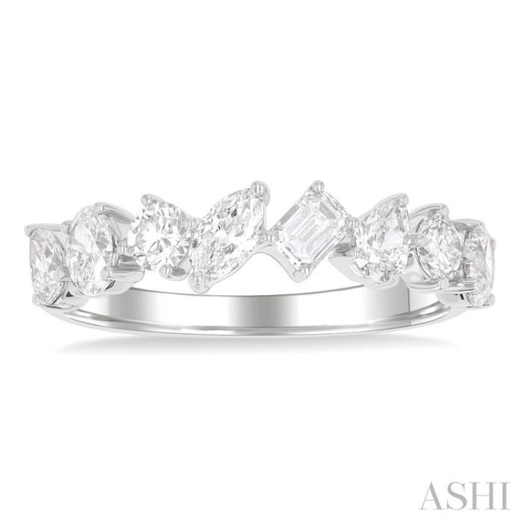 1 1/10 Ctw Mixed Shape Diamond Fashion Band in 14K White Gold 1 1/10 Ctw Mixed Shape Diamond Fashion Band in 14K White Gold