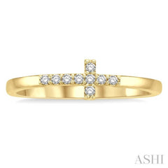 1/10 Ctw Petite Reclining Cross Round Cut Diamond Stackable Fashion Ring in 10K Yellow Gold 1/10 Ctw Petite Reclining Cross Round Cut Diamond Stackable Fashion Ring in 10K Yellow Gold