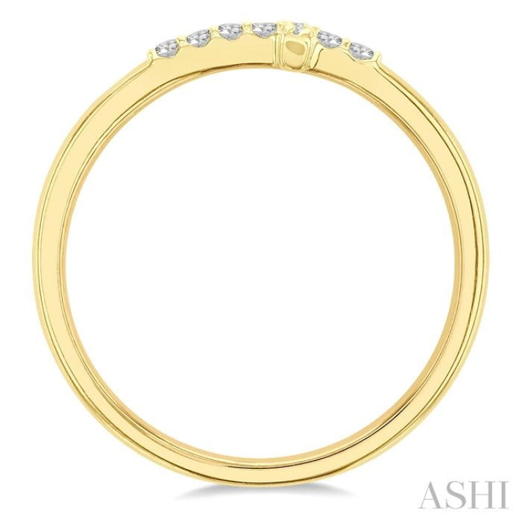 1/10 Ctw Petite Reclining Cross Round Cut Diamond Stackable Fashion Ring in 10K Yellow Gold 1/10 Ctw Petite Reclining Cross Round Cut Diamond Stackable Fashion Ring in 10K Yellow Gold