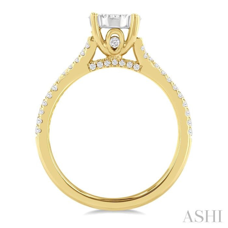 3/4 Ctw Round Shape Lovebright Split Criss Cross Round Cut Diamond Engagement Ring in 14K Yellow and White Gold 3/4 Ctw Round Shape Lovebright Split Criss Cross Round Cut Diamond Engagement Ring in 14K Yellow and White Gold