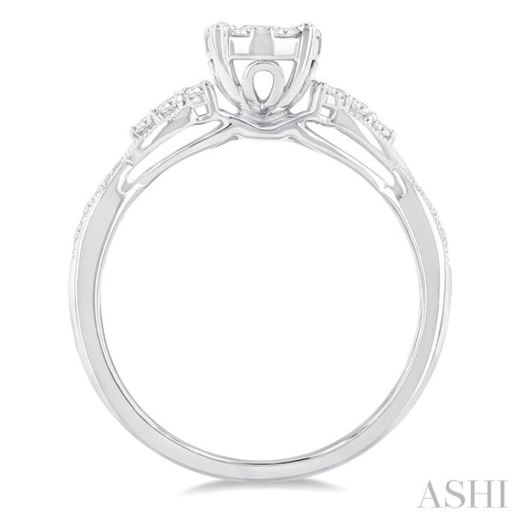1/2 Ctw Round Shape Lovebright Carved Shank Round Cut Diamond Engagement Ring in 14K White Gold 1/2 Ctw Round Shape Lovebright Carved Shank Round Cut Diamond Engagement Ring in 14K White Gold