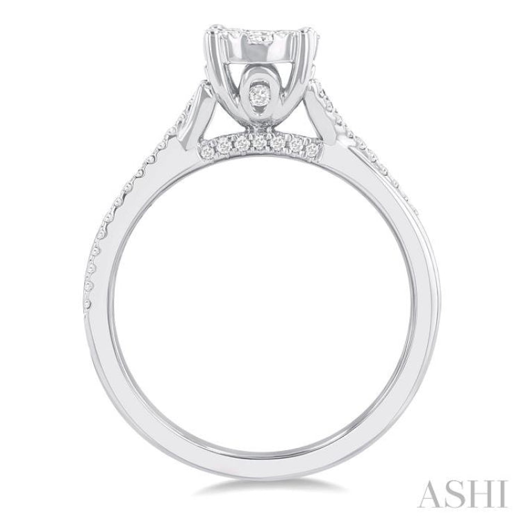 1/2 Ctw Round Shape Lovebright Split Entwined Shank Round Cut Diamond Engagement Ring in 14K White Gold 1/2 Ctw Round Shape Lovebright Split Entwined Shank Round Cut Diamond Engagement Ring in 14K White Gold
