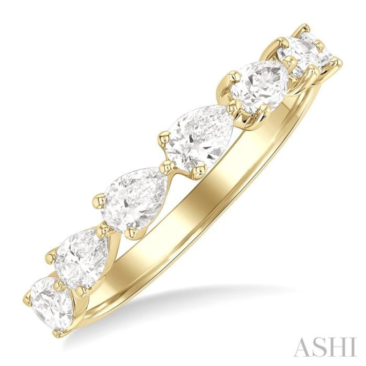 1 Ctw East-West Pear Shape Diamond Fashion Band in 14K Yellow Gold 1 Ctw East-West Pear Shape Diamond Fashion Band in 14K Yellow Gold